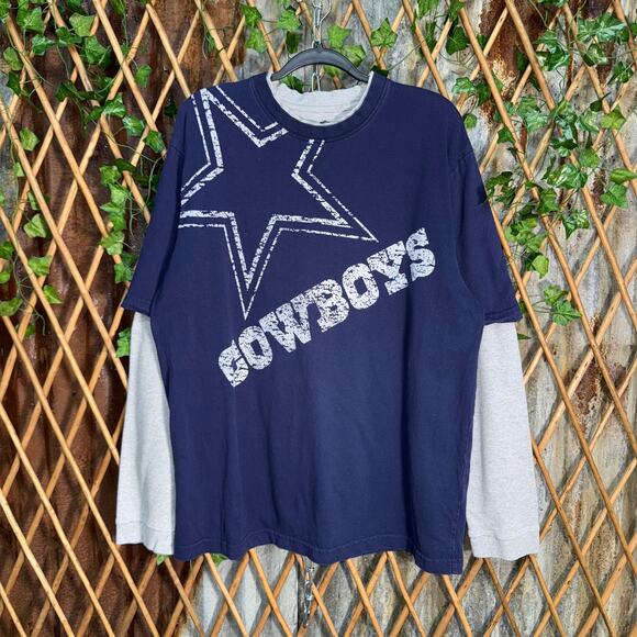 Vintage Y2K Dallas Cowboys NFL double layer thermal T-shirt - Picture 1 of 4